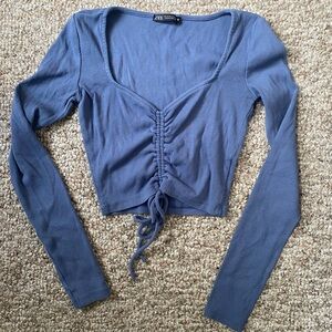 SOLD - Zara Adjustable Cropped Fitted Long Sleeve Top